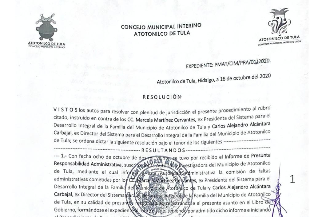 Concejo de Atotonilco de Tula inhabilita como servidora a expresidenta del Sistema DIF