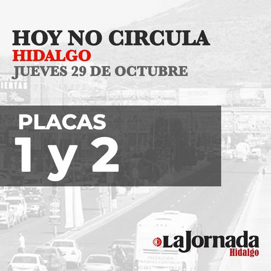 Hoy No Circula, jueves 29 de octubre