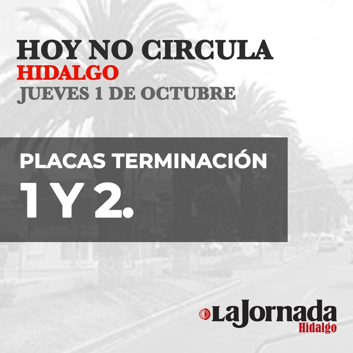 Hoy No Circula jueves 1 de octubre 2020