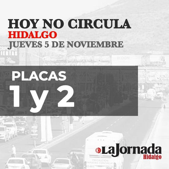 Hoy No Circula, jueves 5 de noviembre