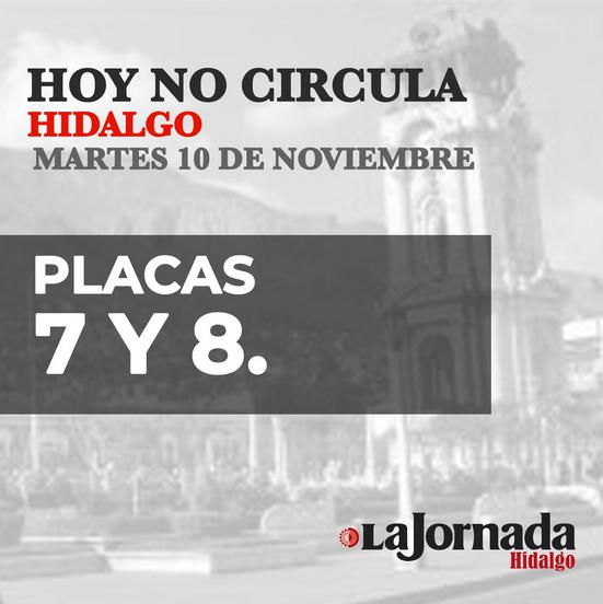 Hoy No Circula, martes 10 de noviembre