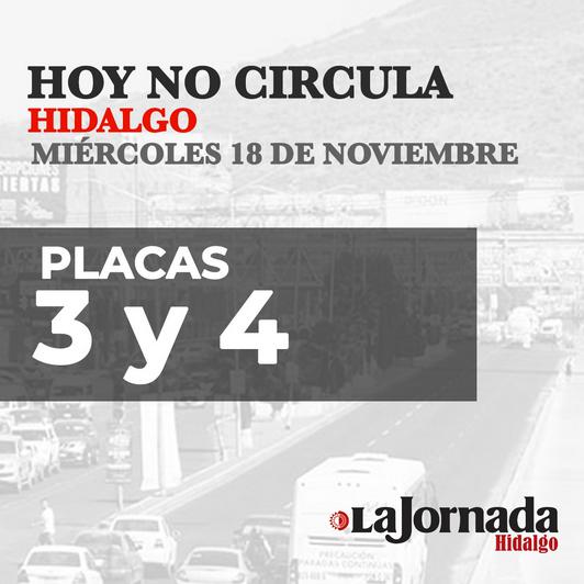 Hoy No Circula, miércoles 18 de noviembre