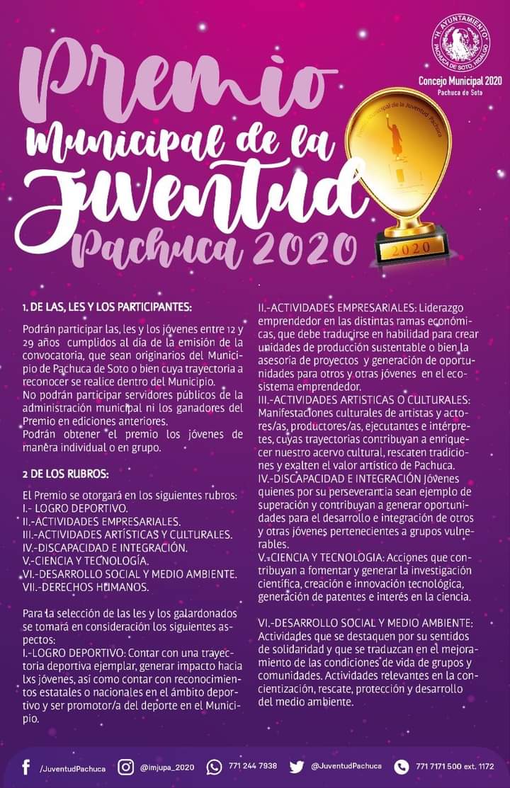 Lanzan convocatoria a premio de juventud en Pachuca