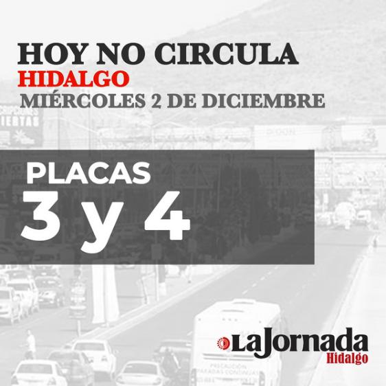 Hoy No Circula, miércoles 2 de diciembre