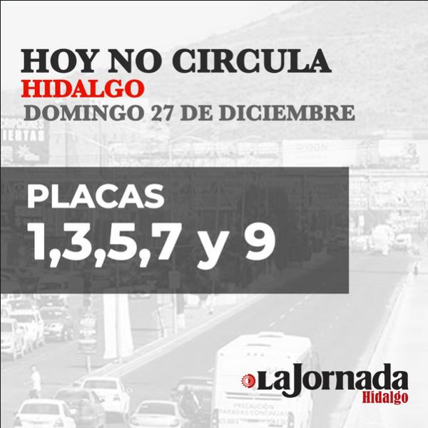 Hoy No Circula, domingo 27 de diciembre