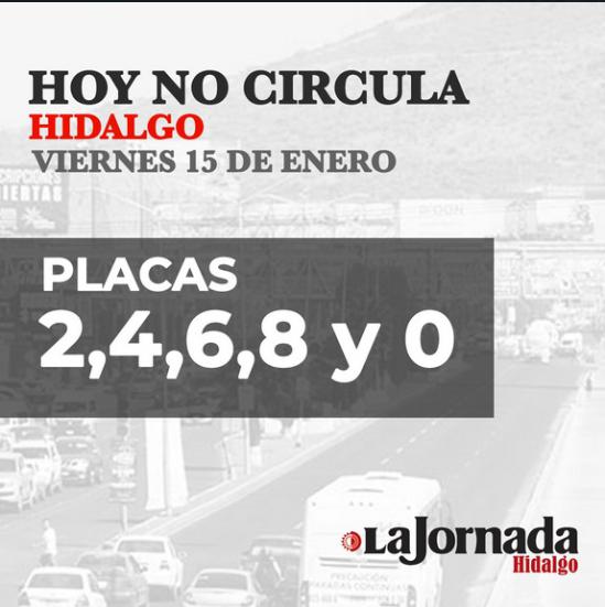 Hoy No Circula, viernes 15 de enero