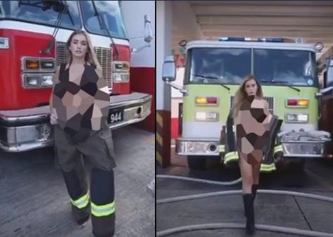 Playmate en sede de Bomberos de Cancún