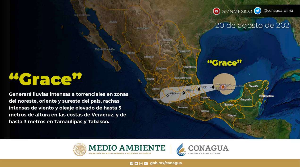 Huracán Grace provocará lluvias intensas y bajas temperaturas en Hidalgo