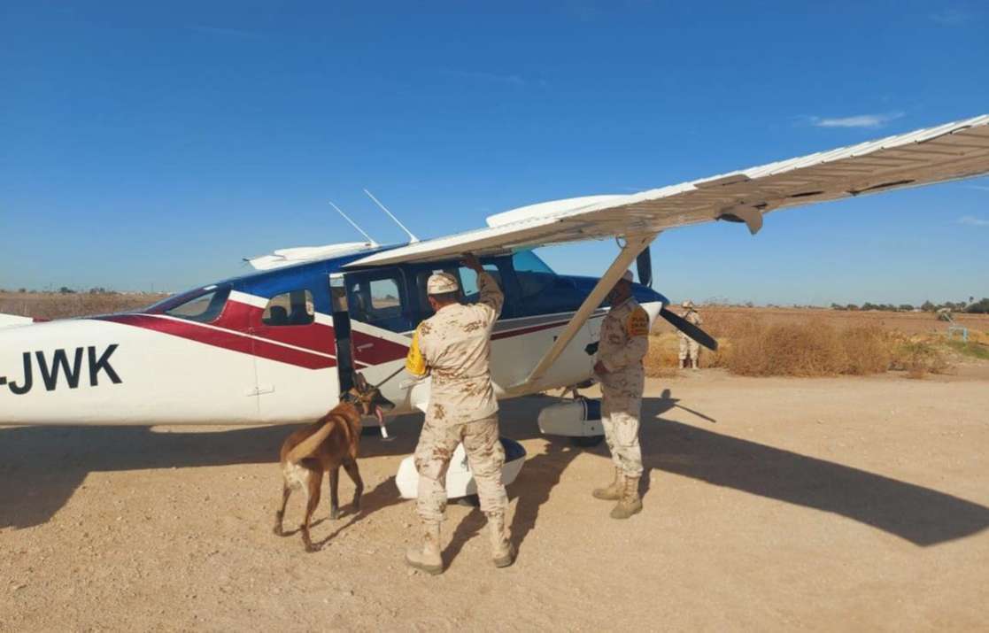 Sedena intercepta aeronave con más de 200 kg de droga en Mexicali