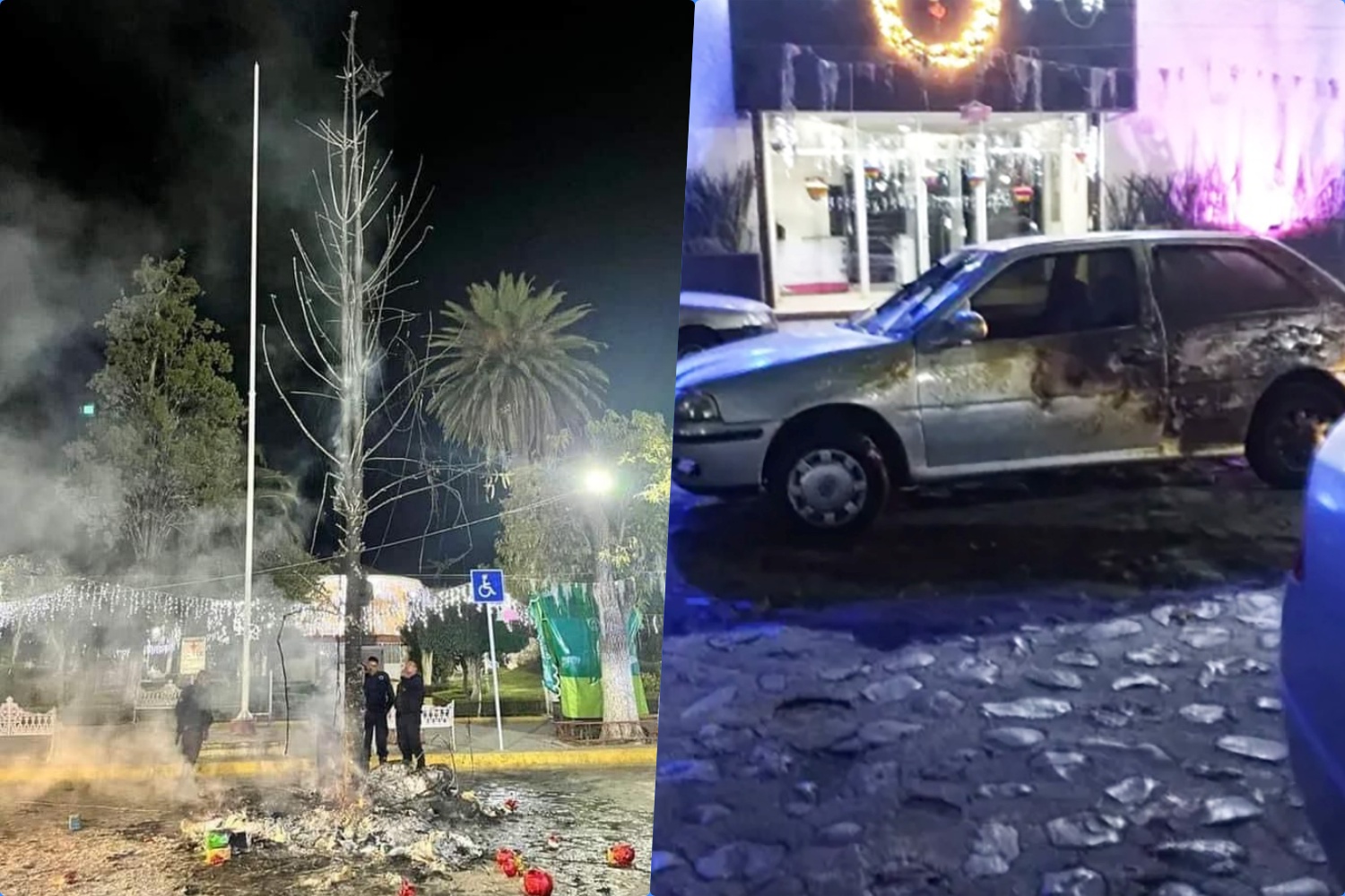 Se incendia Árbol de Navidad en Atotonilco el Grande