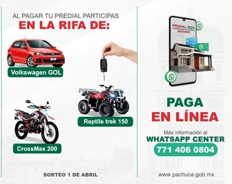 Predial Pachuca 2022: anuncian sorteo de auto y motos