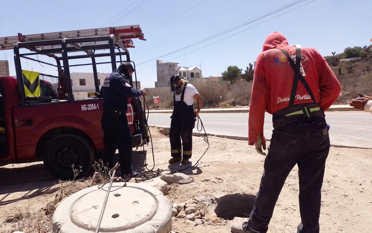 Rescatan a perro de drenaje en colonia La Palma