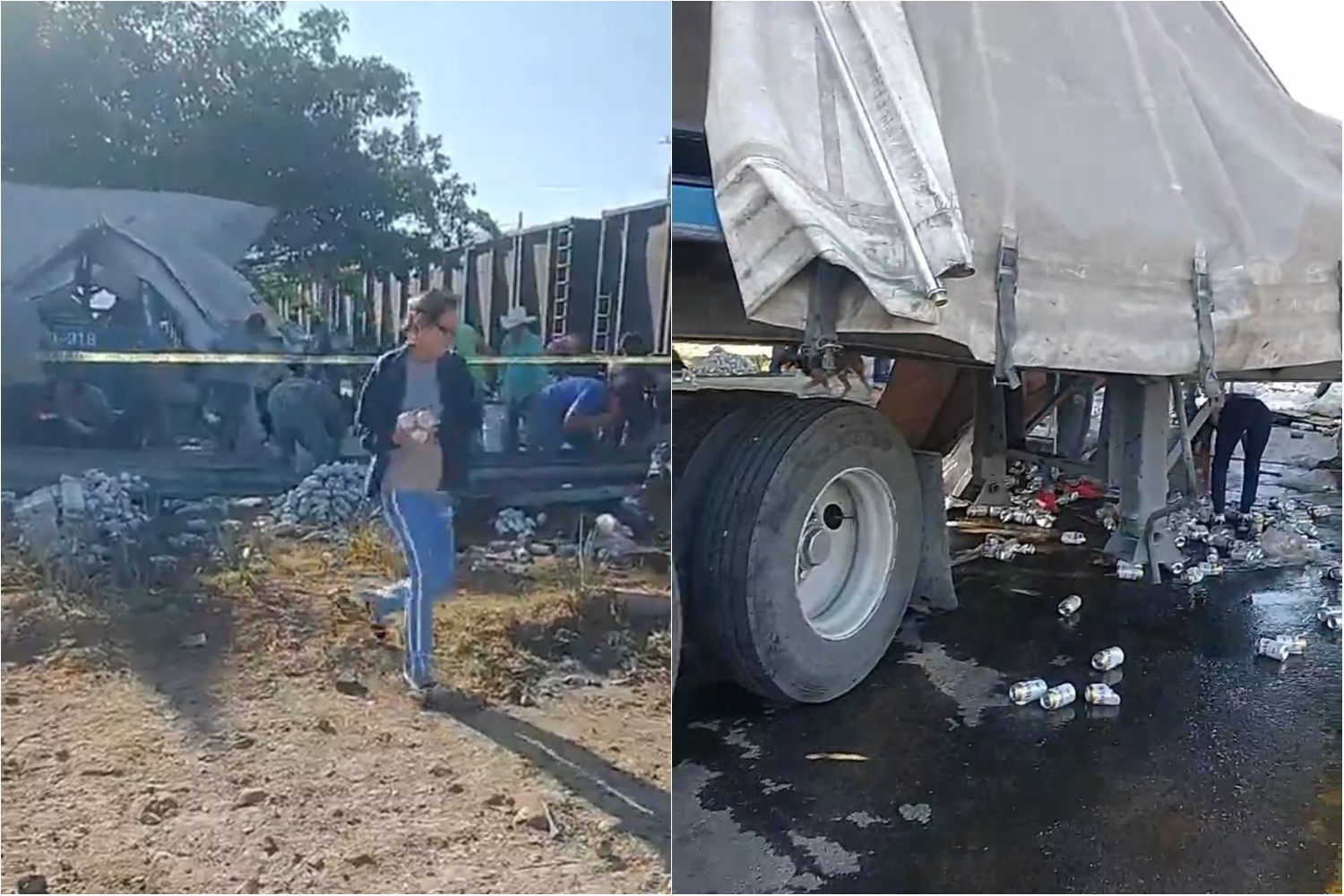 Tráiler cargado con cerveza choca y se desata la rapiña