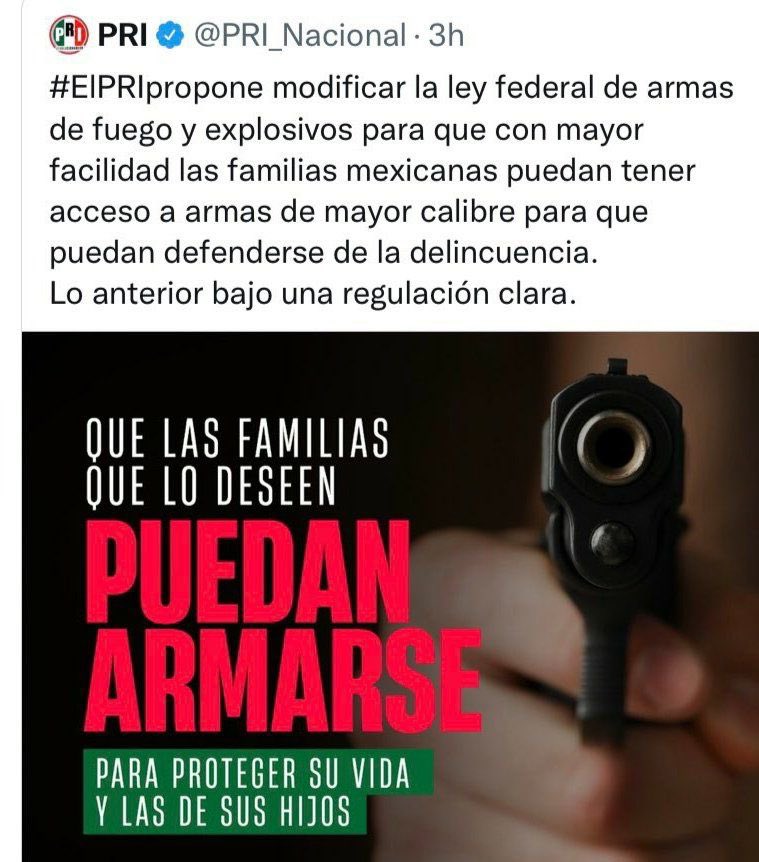 PRI propone que las familias porten armas para defenderse