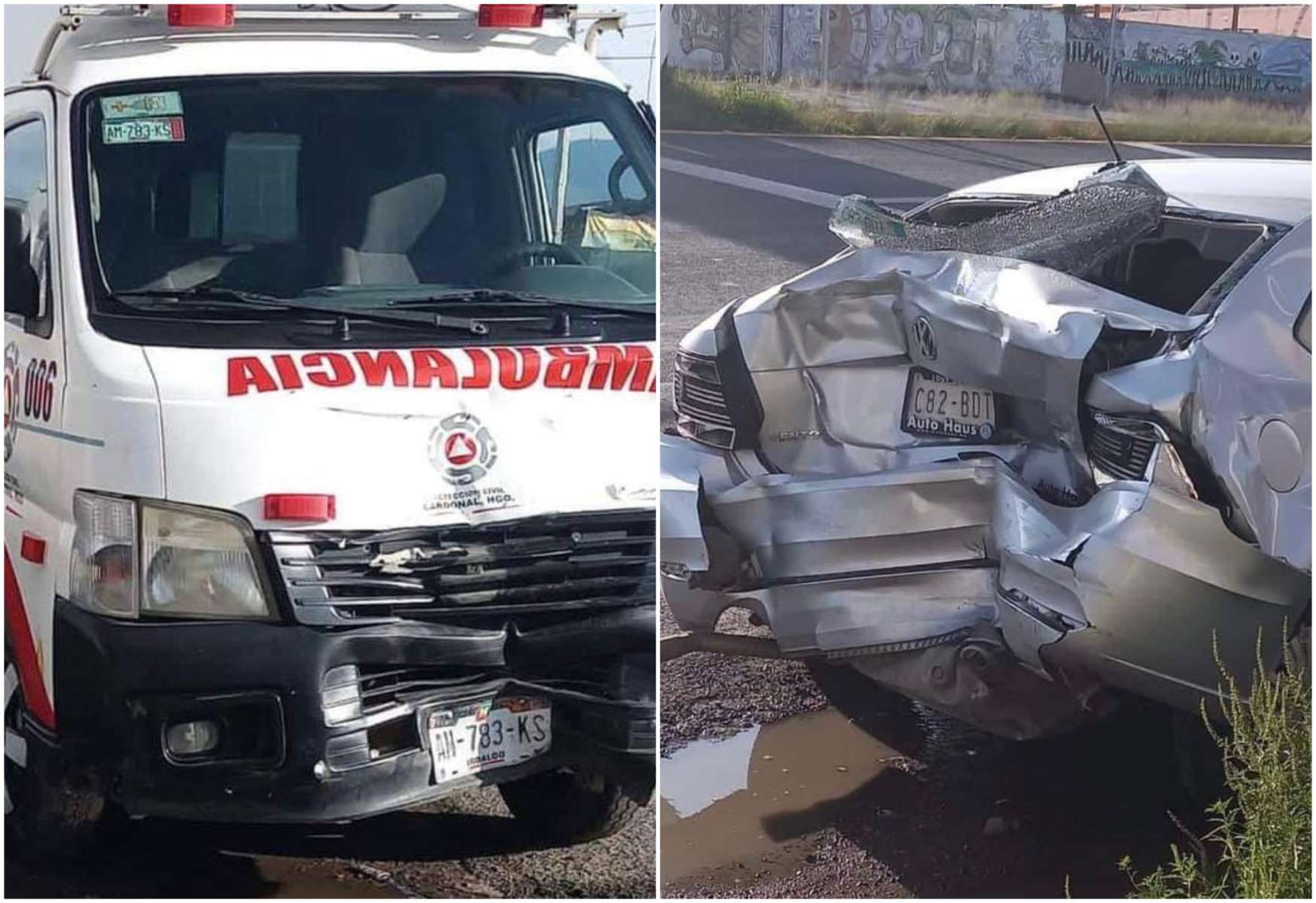 Choque de ambulancia y auto deja dos lesionados en El Cardonal