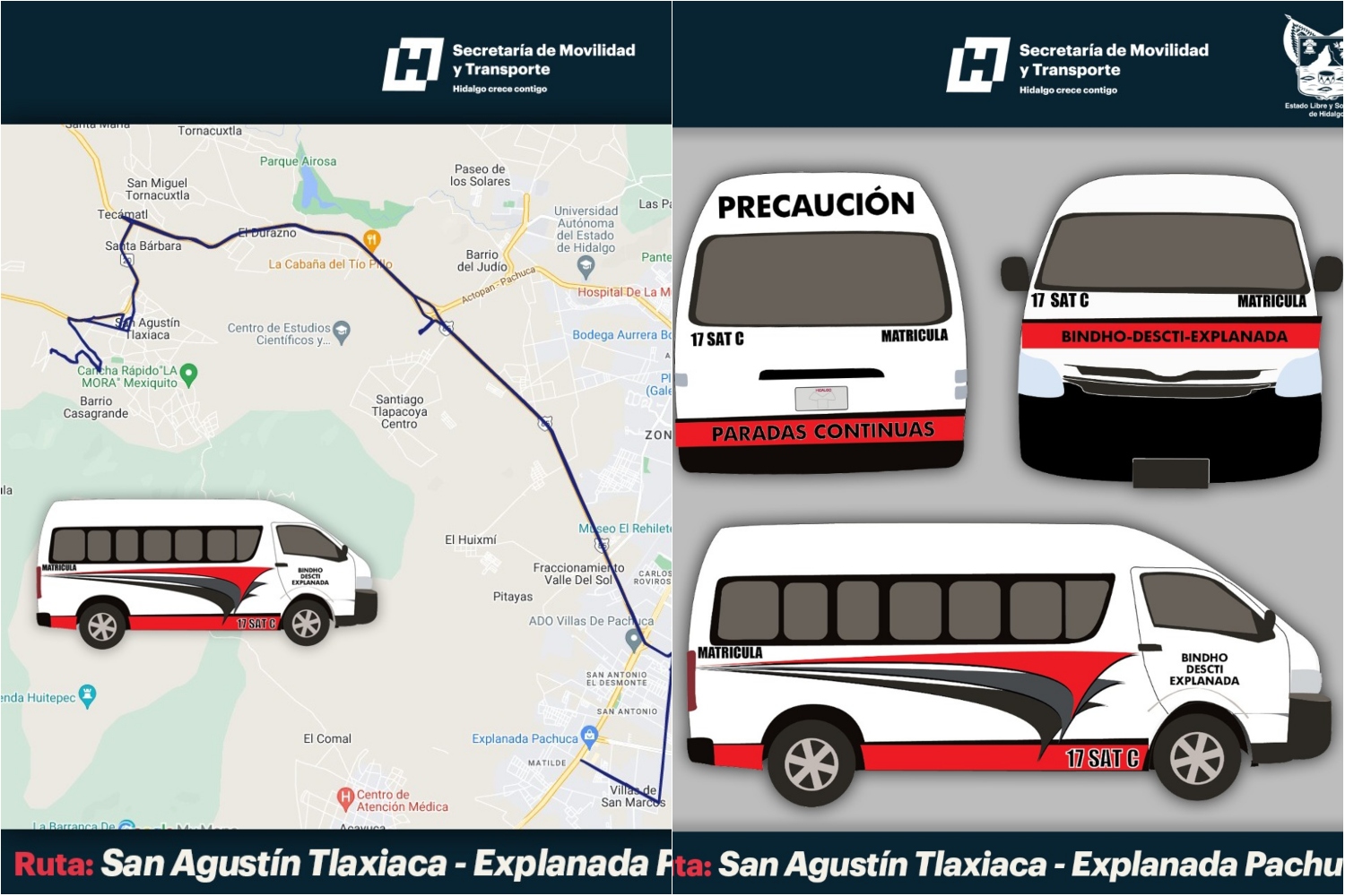 Nueva ruta conectará a San Agustín Tlaxiaca con Explanada Pachuca