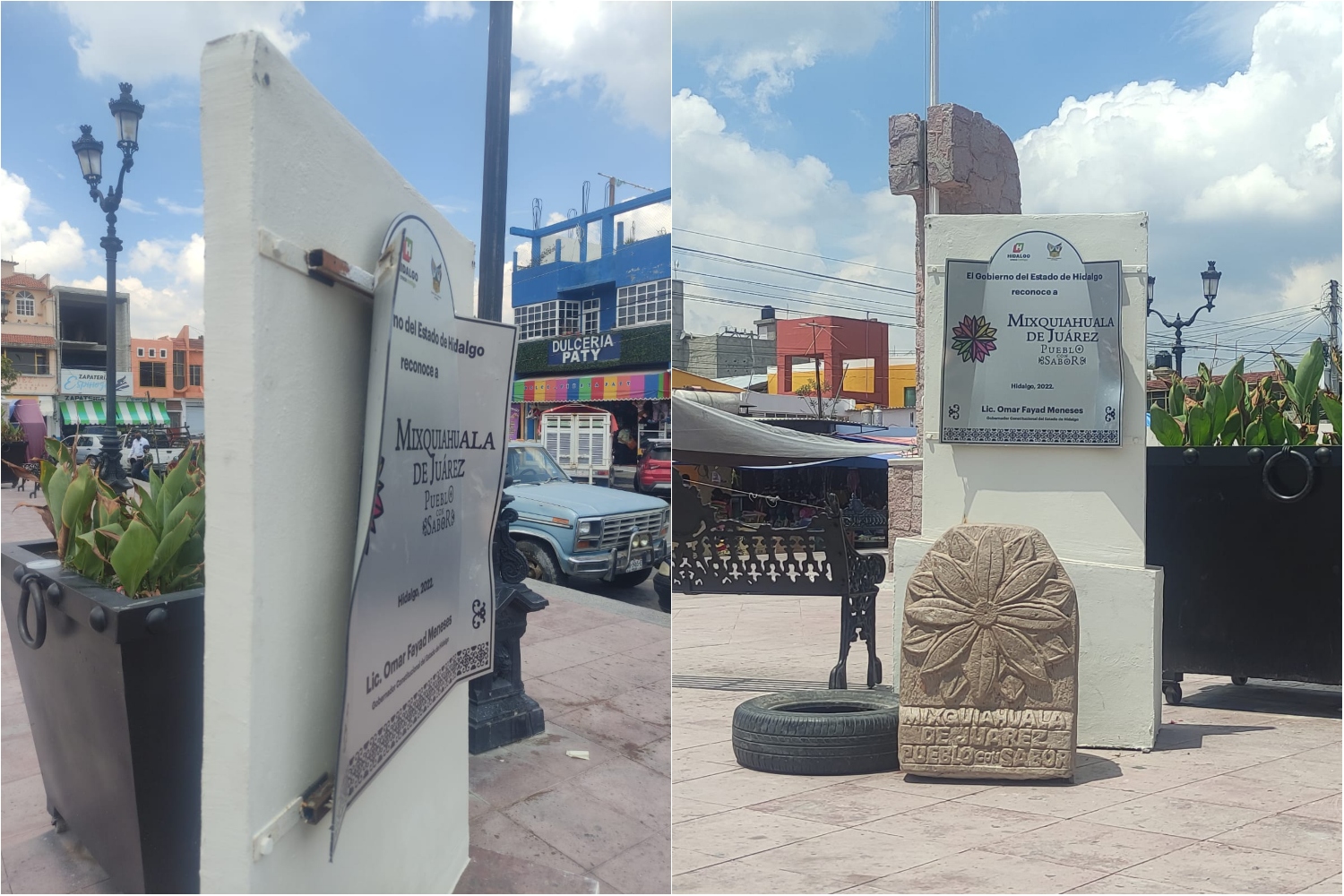 Dañan placa de Pueblo con Sabor en Mixquiahuala