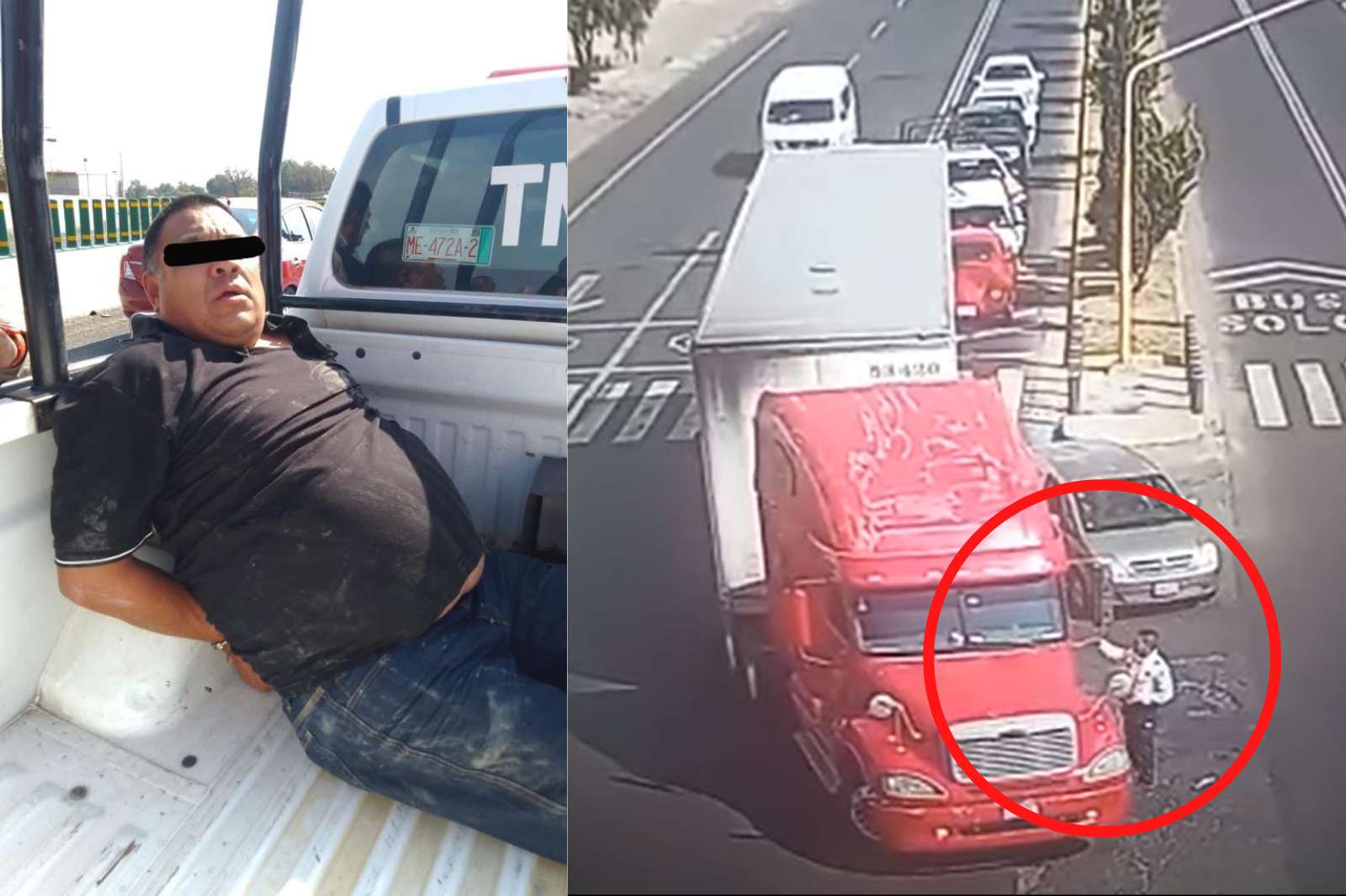 VIDEO. Trailero intenta escapar con todo y policía en la México-Pachuca