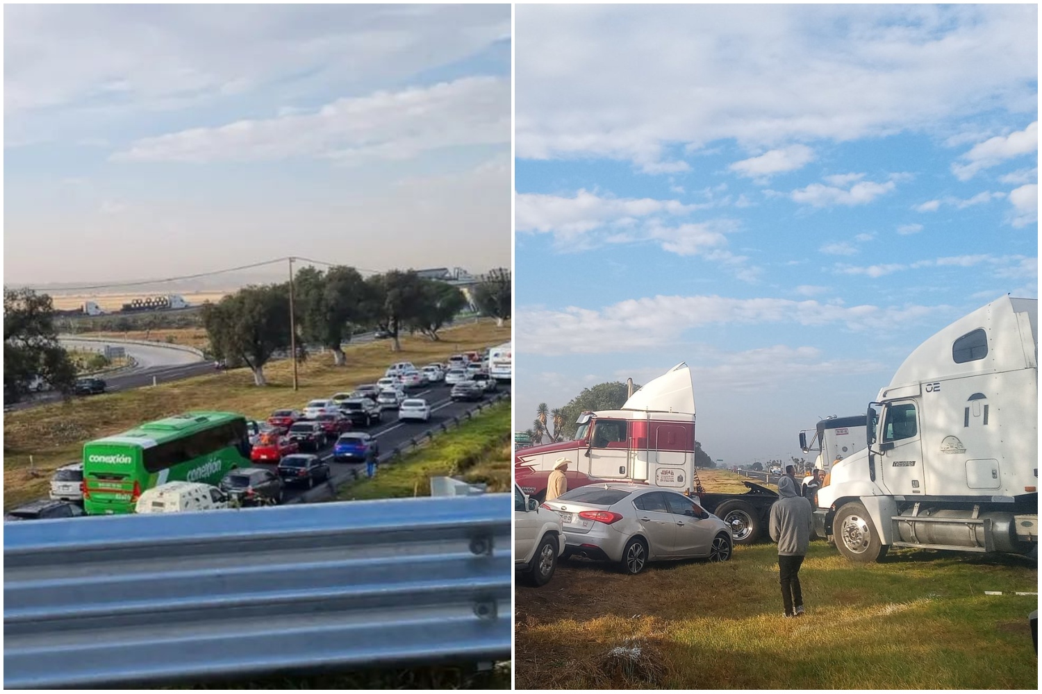 Transportistas realizan bloqueo en la carretera México-Pachuca