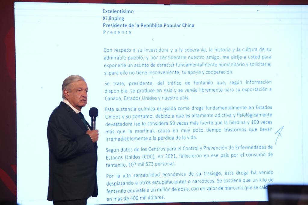 Pide AMLO a China colaborar para mayor control de precursores de fentanilo