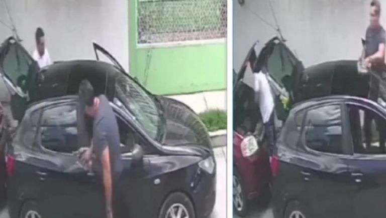 VIDEO | Sujetos fingen ser lavacoches y roban beterías de carros en Pachuca