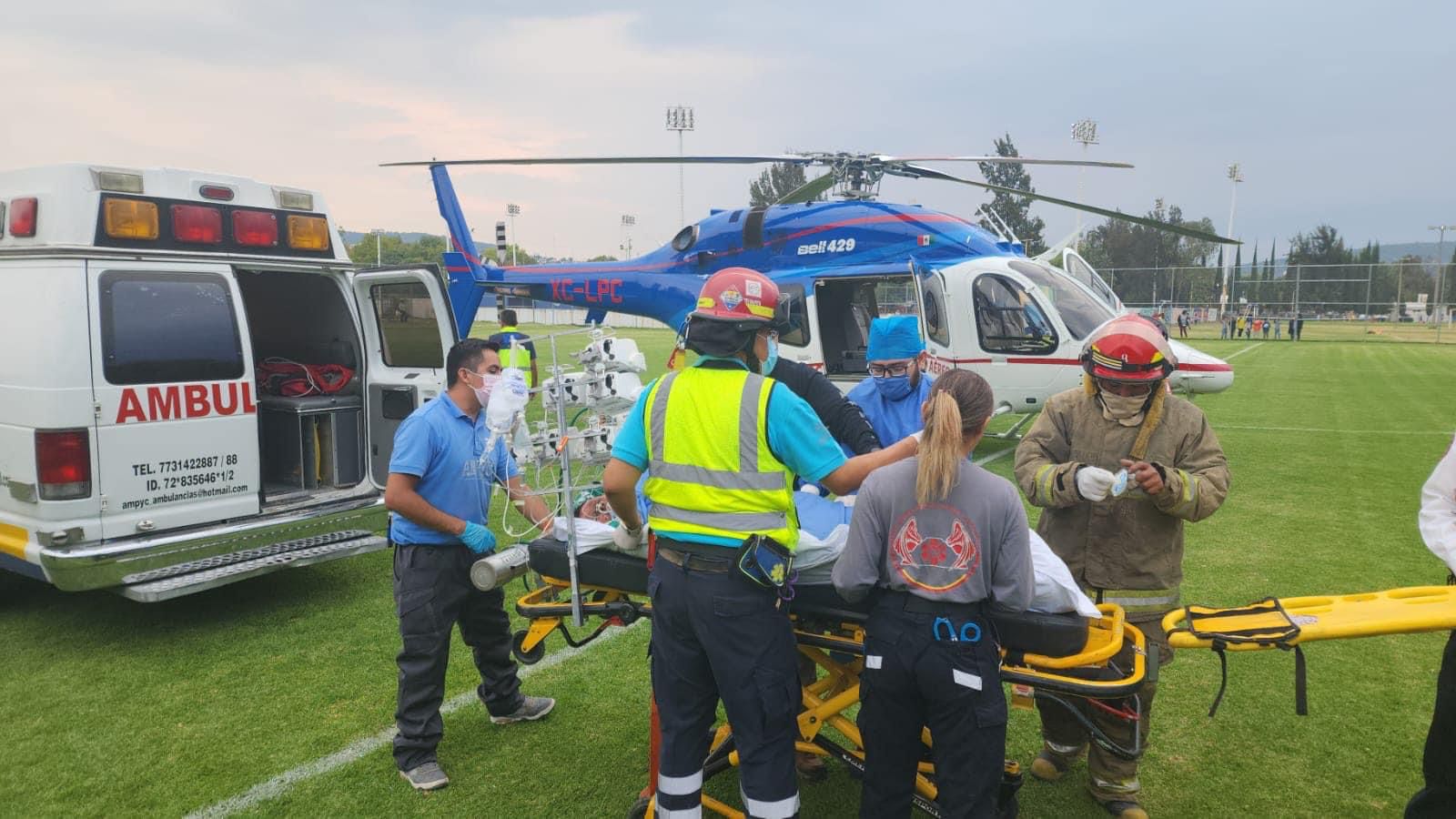 Trasladan a mujer con quemaduras del Hospital Tula-Tepeji a CDMX en helicóptero