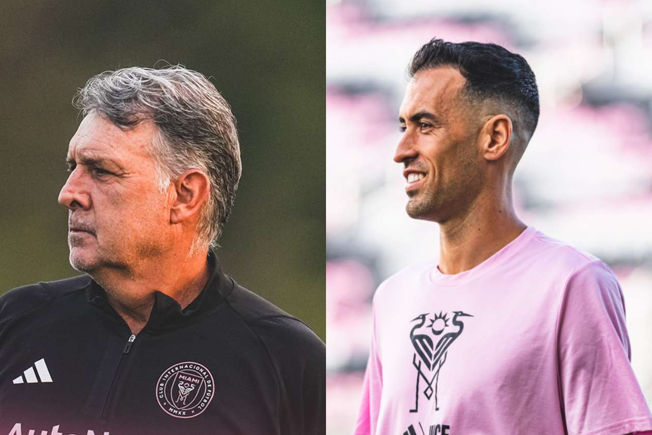 Foto de 'Tata' Martino y Sergio Busquets, quienes elogiaron a Héctor Herrera antes de la final de la U.S Open Cup.