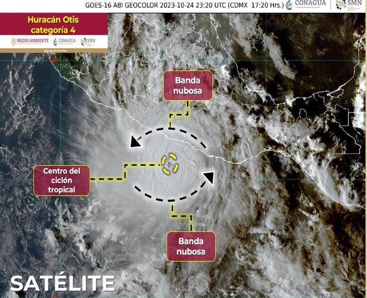 Huracán Otis se intensifica a categoría 4