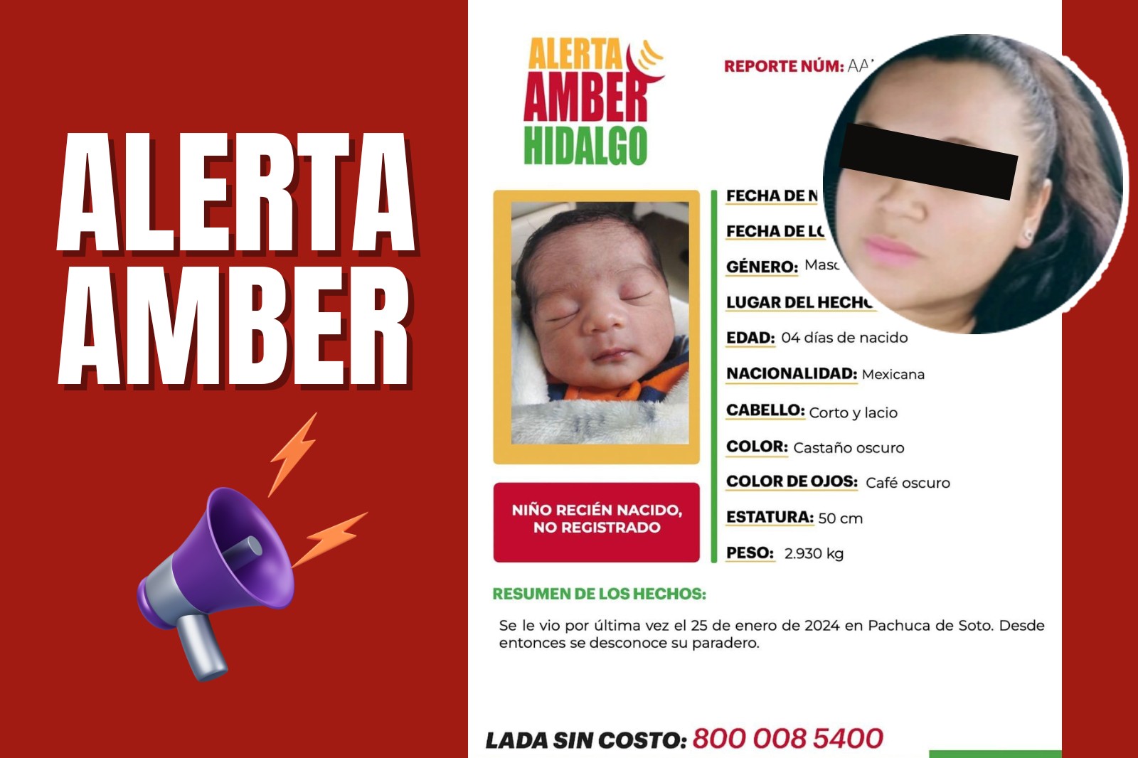 Pachuca: difunden datos de presunta secuestradora de bebé en colonia Renacimiento