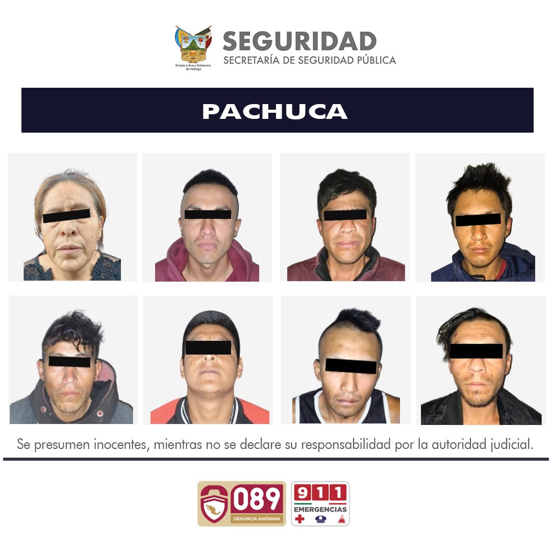 Detienen a 8 personas por presunto narcomenudeo en Pachuca