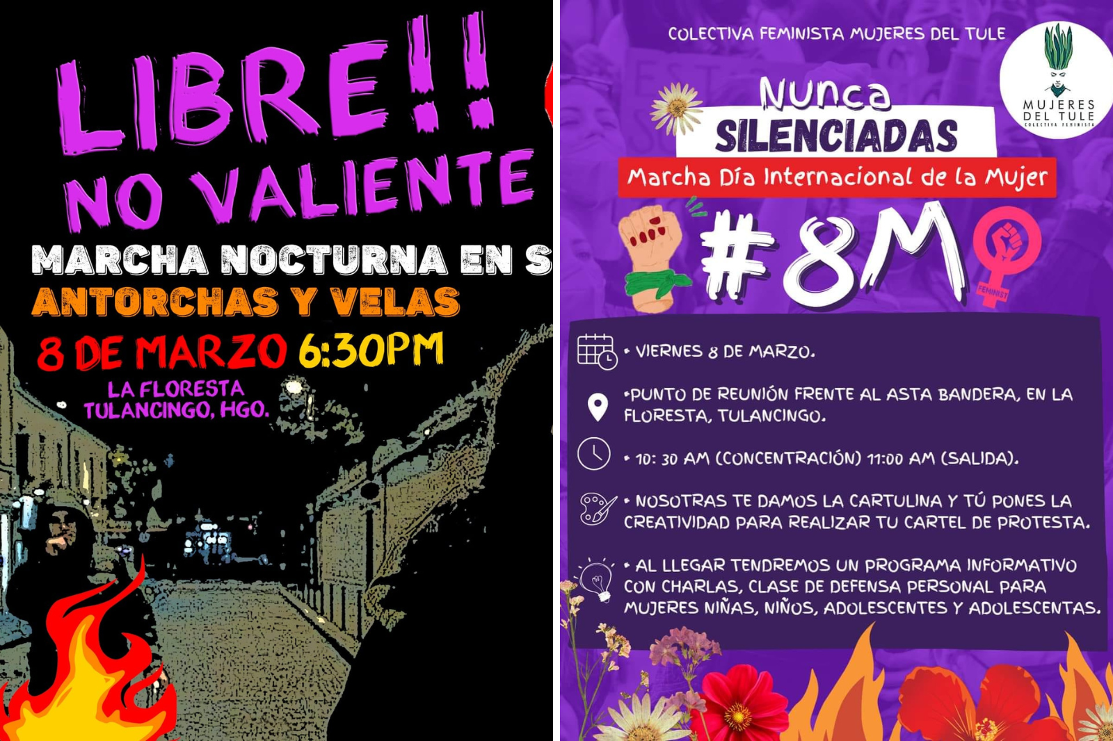 8M: alistan dos marchas en Tulancingo, una será nocturna en silencio