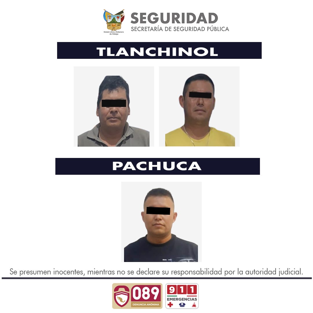 SSPH: detienen a tres por portar armas de fuego en Pachuca y Tlanchinol