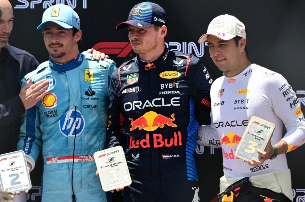 Verstappen y Checo Pérez hacen el 1-3 en carrera ‘sprint’ del GP de Miami