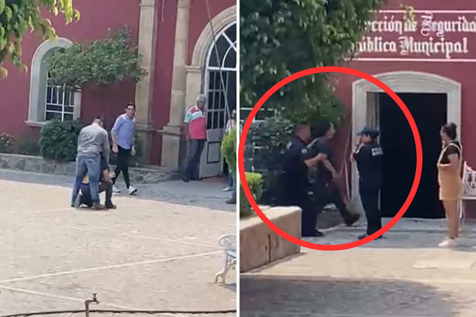 VIDEO. Golpean y arrestan a hombre frente a ayuntamiento en San Agustín Metzquititlán