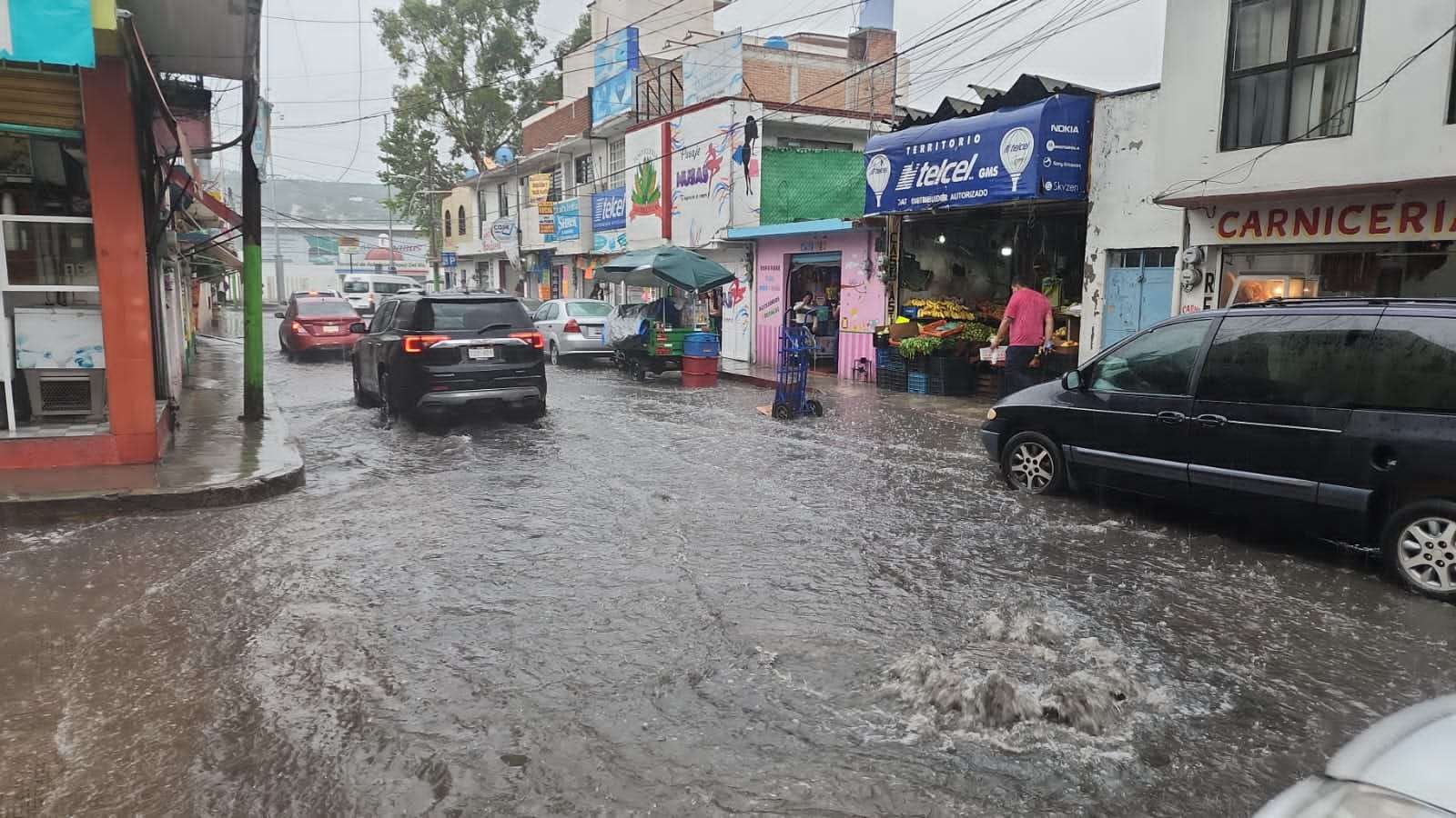 Lluvias en Tepeji del Río: reportan caída de árboles y vehículos varados