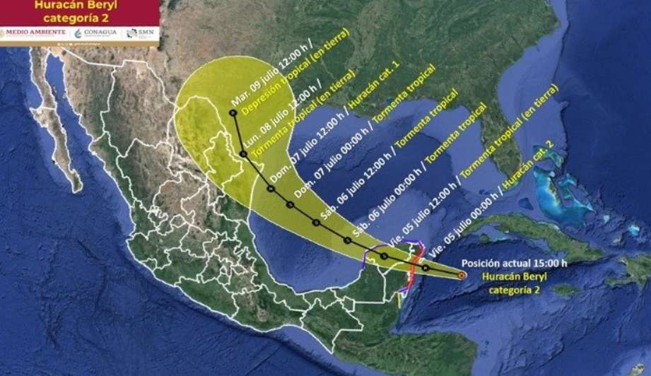 Impactará ‘Beryl’ esta noche en Quintana Roo como huracán categoría 2