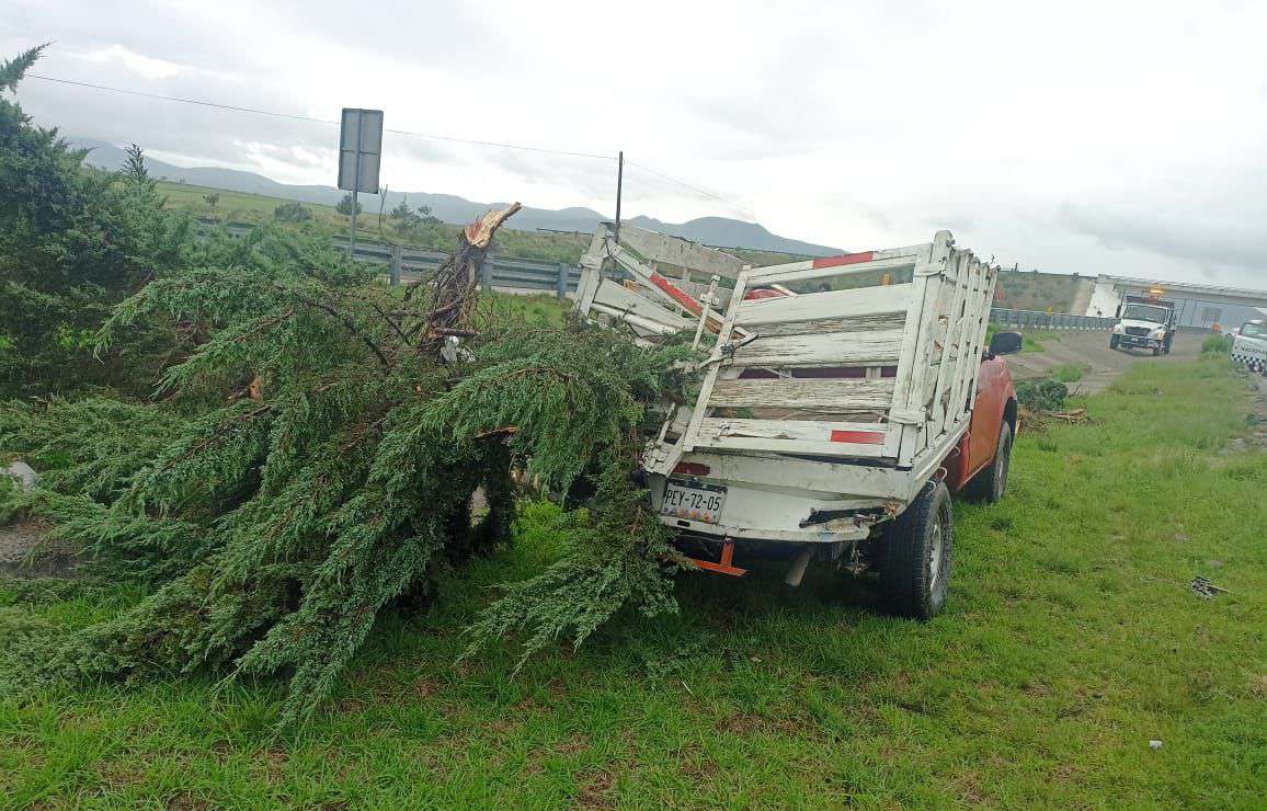 Accidente en Arco Norte: camioneta vuelca y derriba árbol