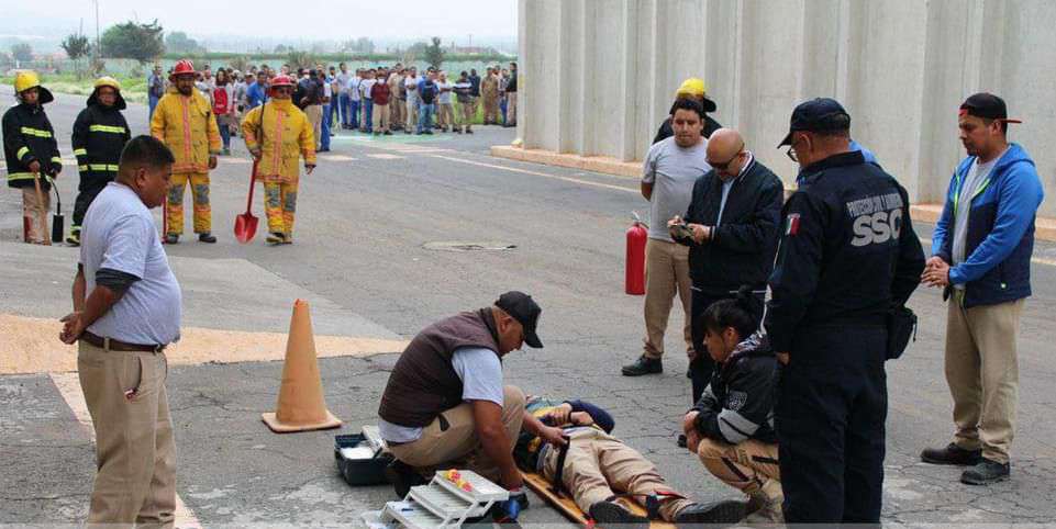 Protección Civil y Bomberos evalúan simulacro en fábrica en Tizayuca