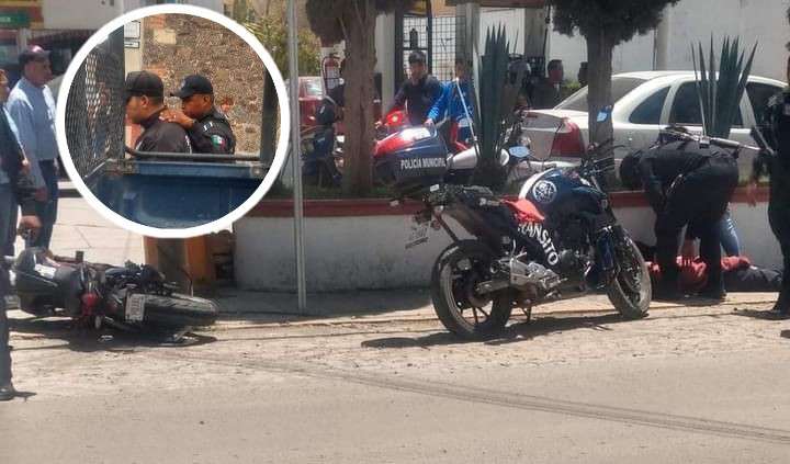 Villa de Tezontepec: patrulla municipal arrolla a motociclista en calles del centro