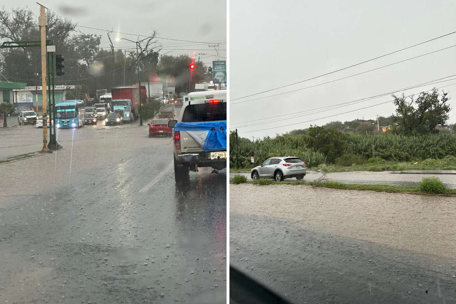 VIDEO. Lluvia en Ixmiquilpan ocasiona encharcamientos en carreteras