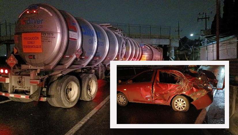 Auto particular choca con tractocamión sobre la México-Pachuca