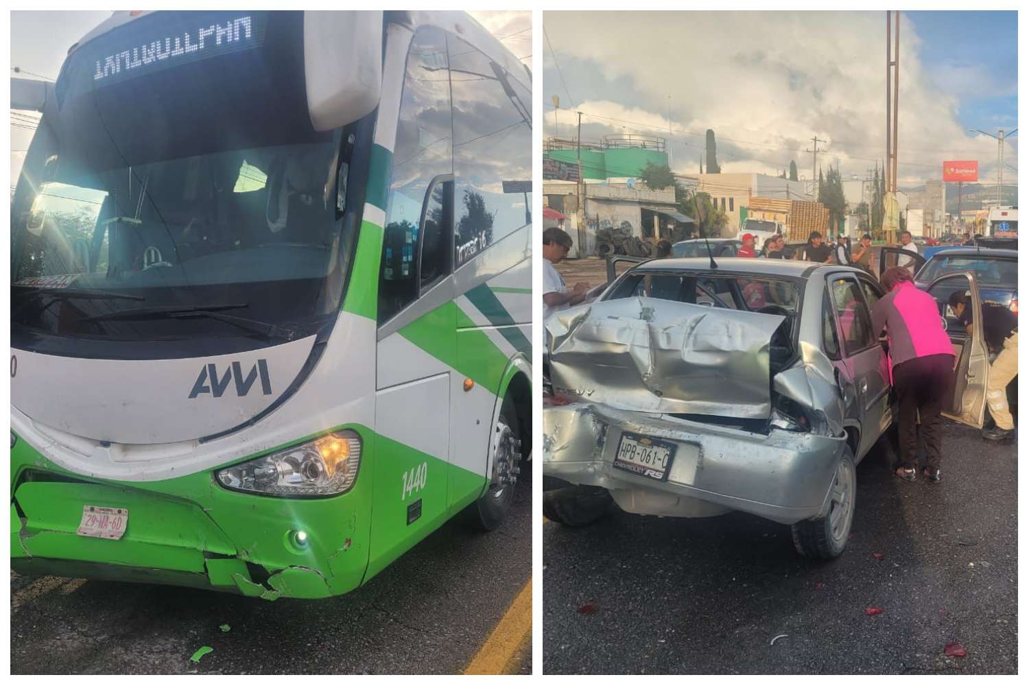 Actopan: carambola entre AVM y autos deja 10 lesionados