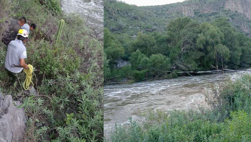 Cuerpos de emergencia buscan a hombre que cayó al río Tula en Ixmiquilpan