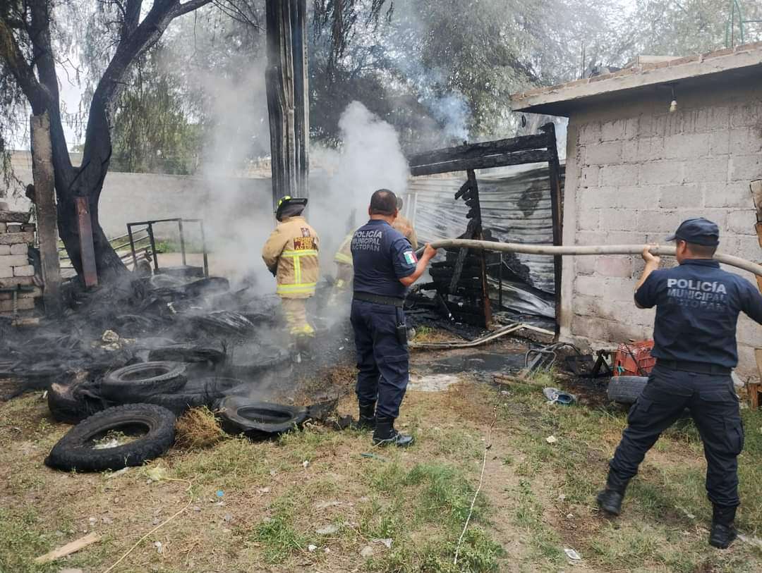 Fuerte incendio en vivienda de Actopan deja daños materiales