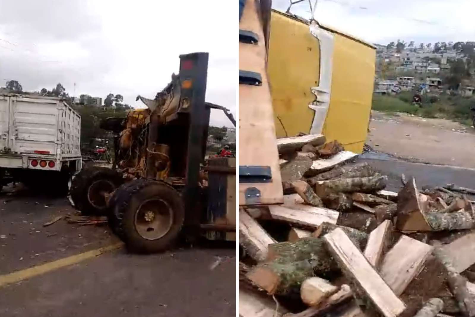 Accidente en la carretera México-Tuxpan: vuelca camioneta que transportaba madera