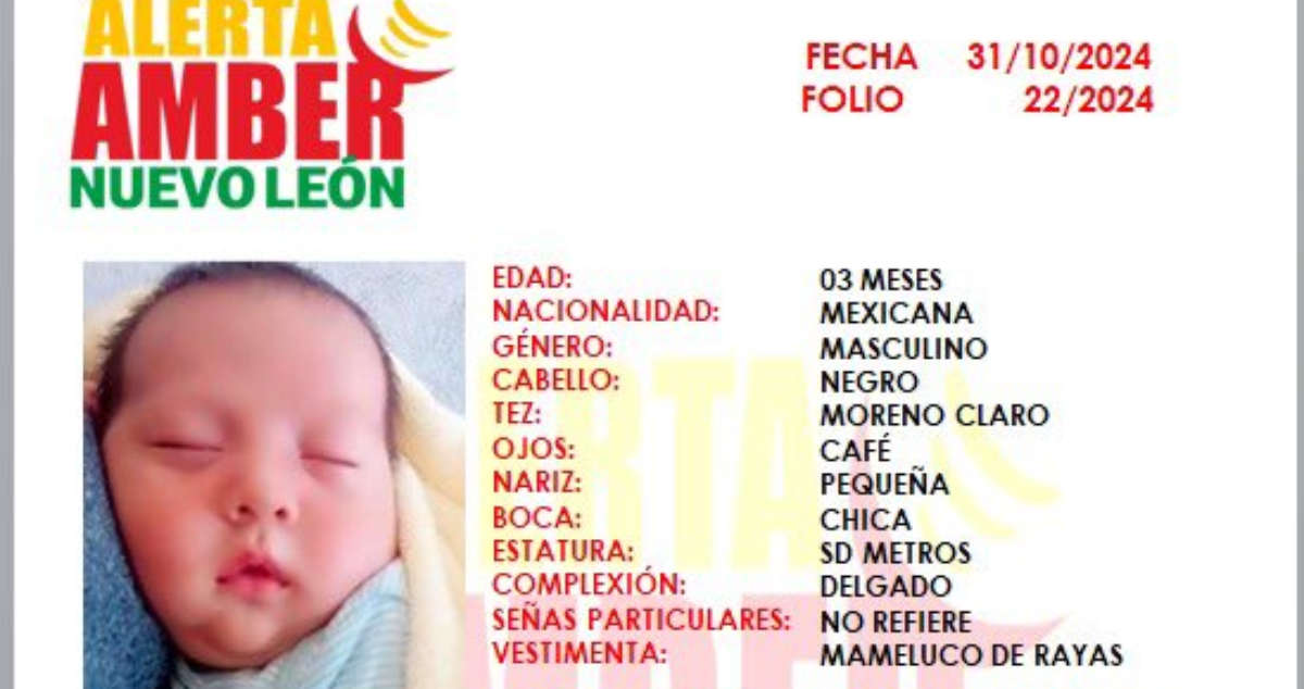 Se activa Alerta Amber por robo de bebé de 3 meses en NL; esto es lo que sabemos