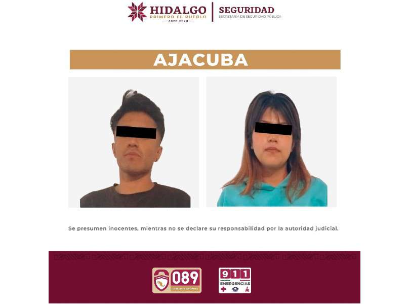 Detienen a pareja por posesión de “Cristal” en Ajacuba