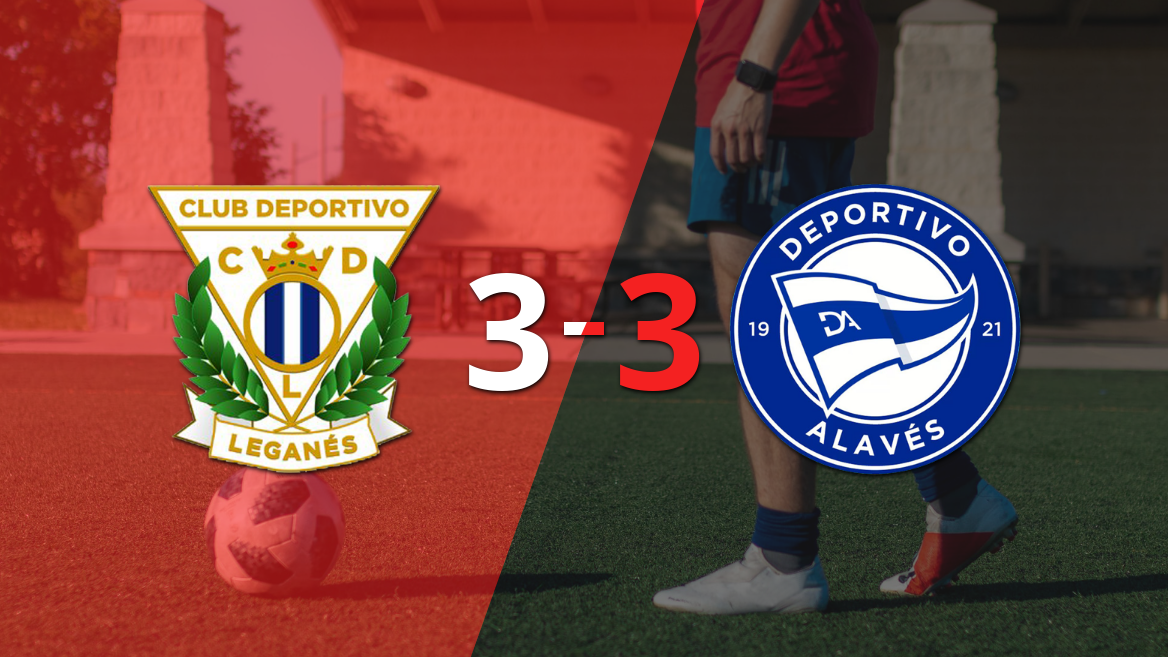 Leganés empató 3-3 ante Alavés con doblete de Daniel Raba