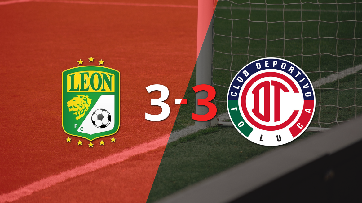 Con doblete de Rodrigo Echeverría, León sacó el empate ante Toluca FC