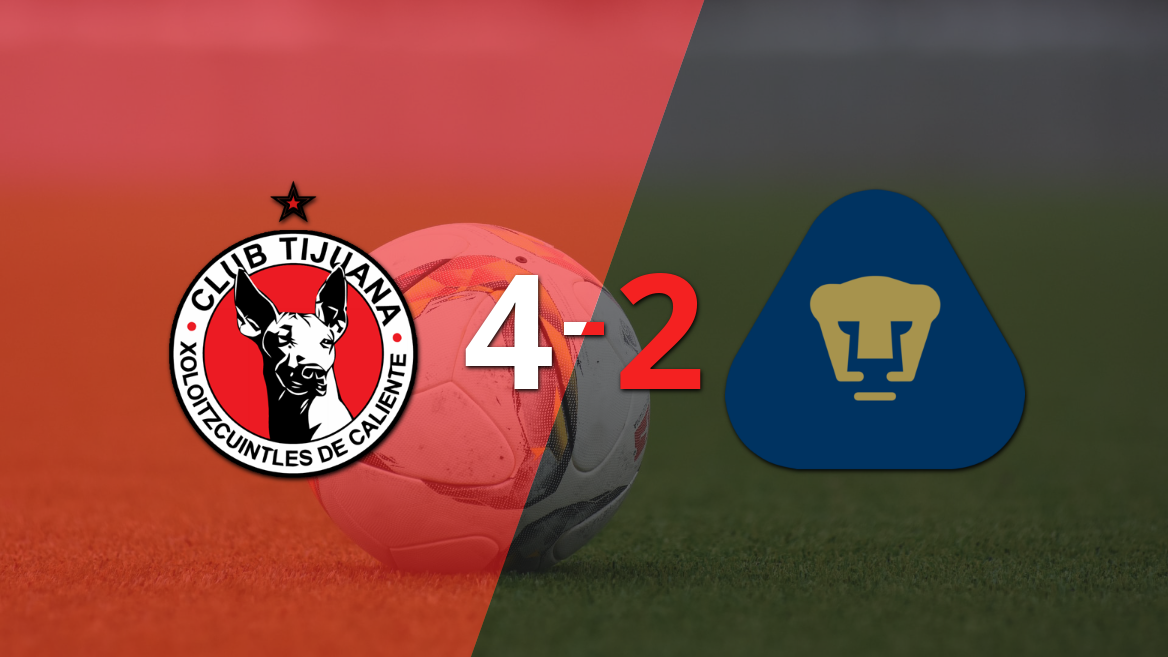 Muchos goles en el triunfo de Tijuana ante Pumas UNAM